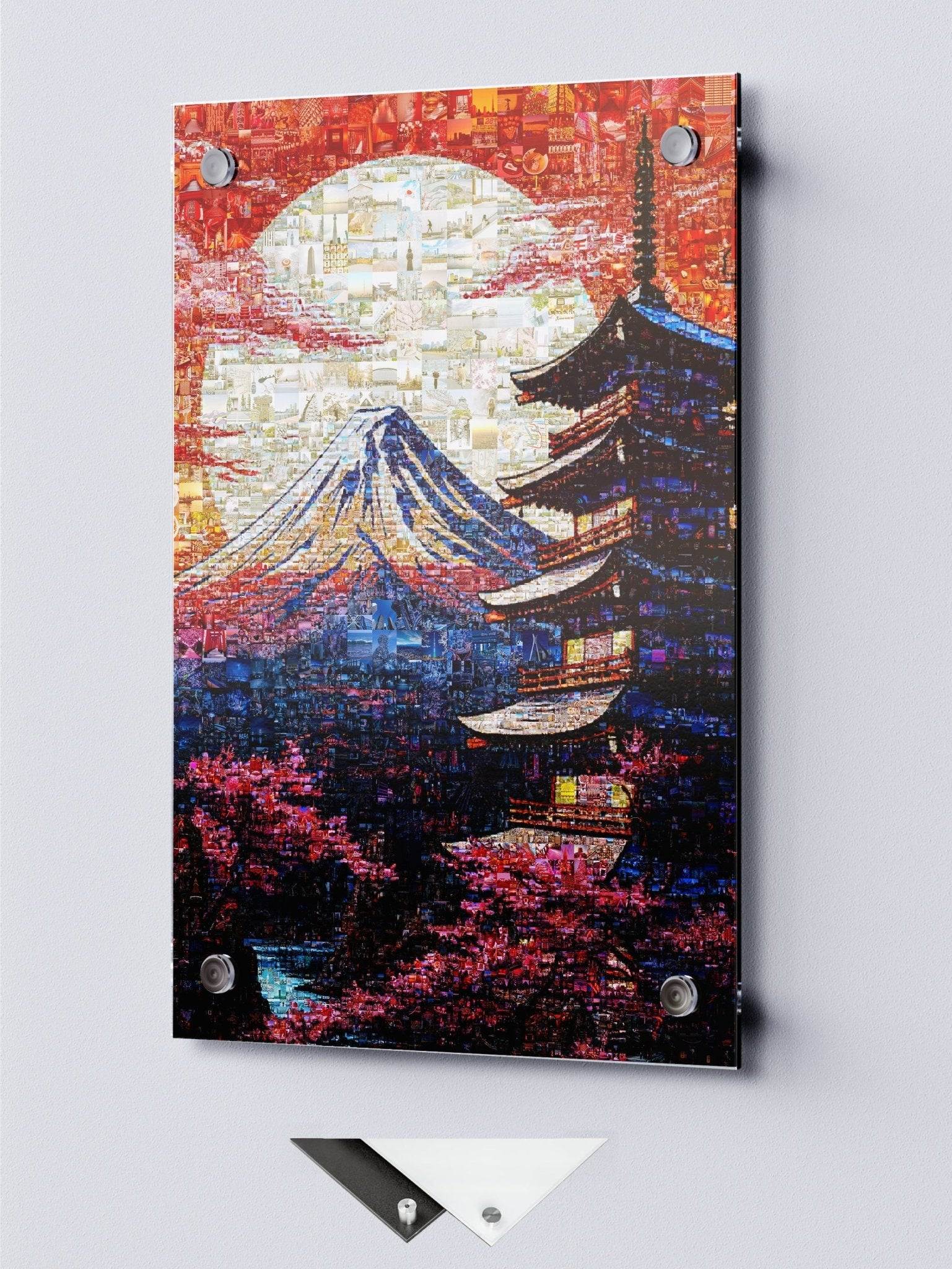 Mount Fuji & Pagoda – Japanese Mosaic Wall Art - AtelierMosaics