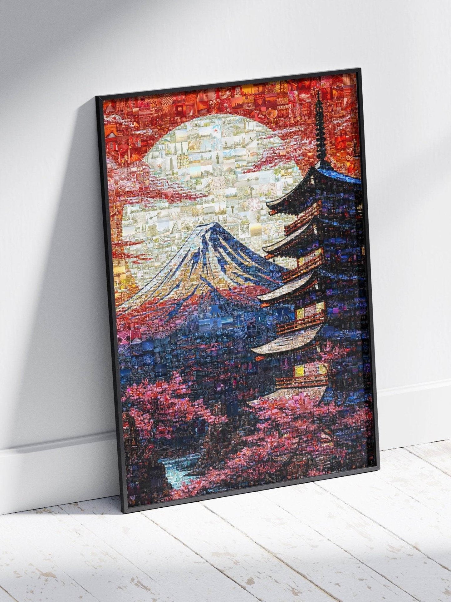 Mount Fuji & Pagoda – Japanese Mosaic Wall Art - AtelierMosaics