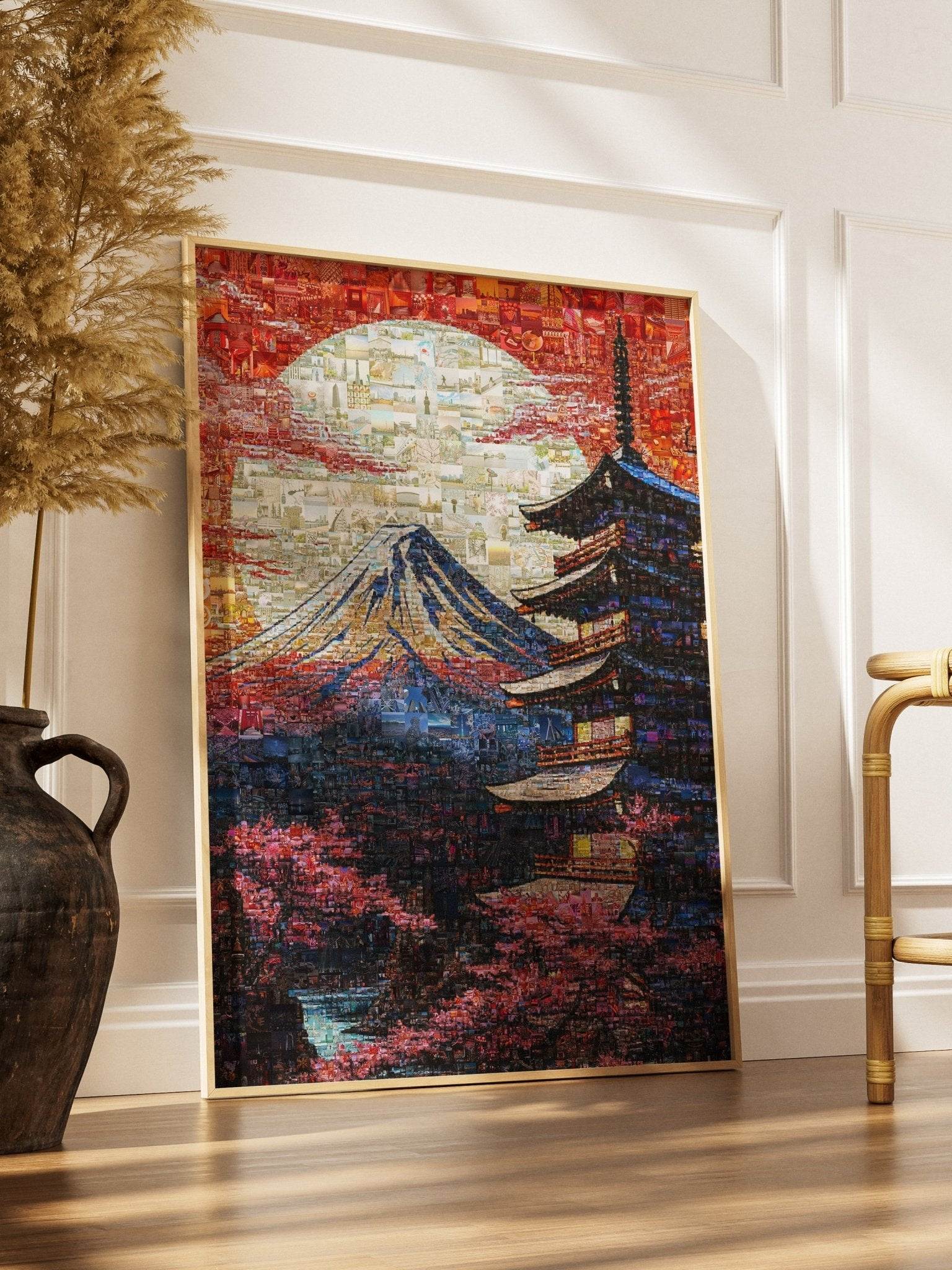 Mount Fuji & Pagoda – Japanese Mosaic Wall Art – AtelierMosaics