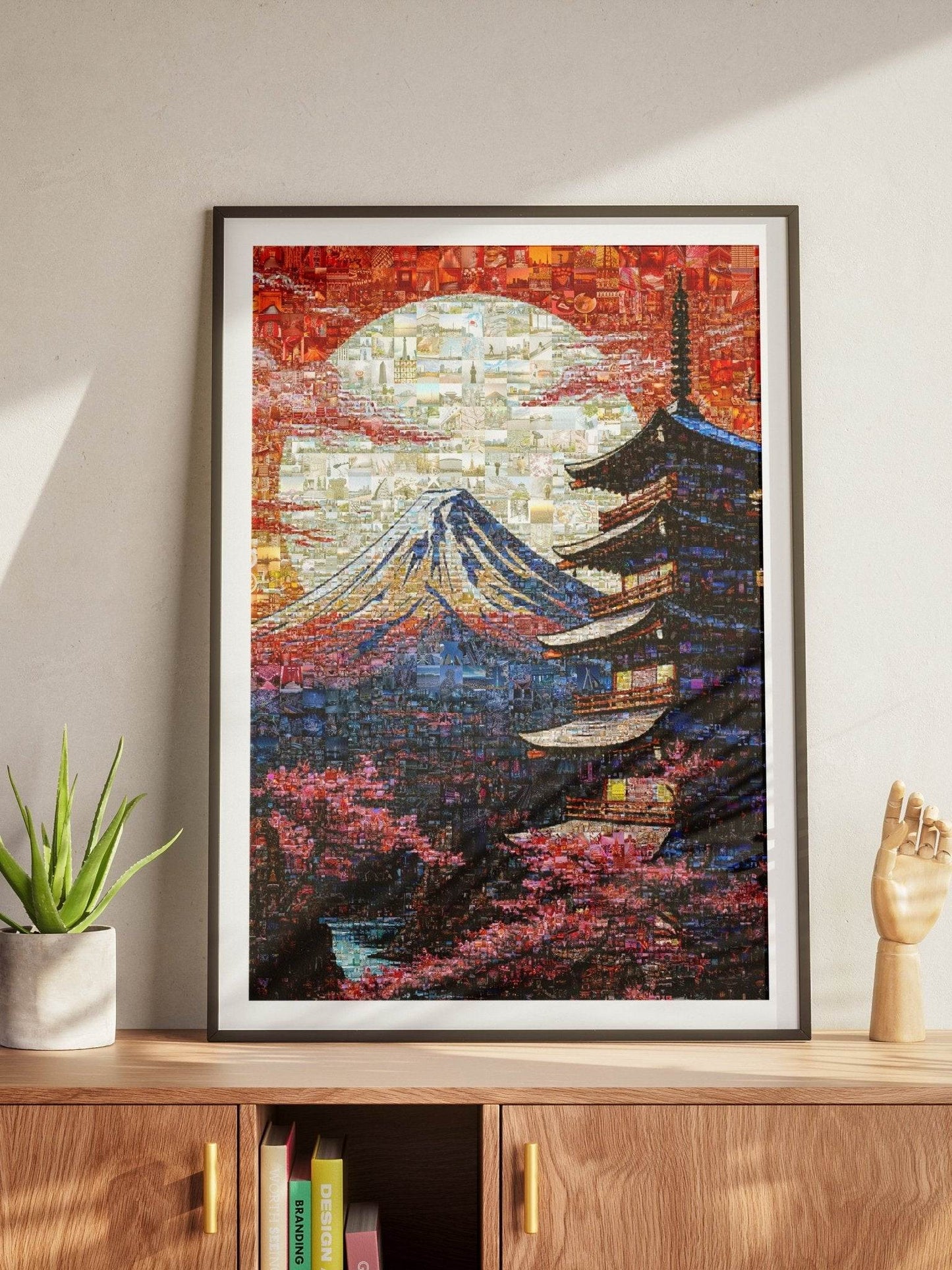 Mount Fuji & Pagoda – Japanese Mosaic Wall Art - AtelierMosaics
