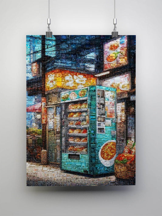 Tokyo street vending Japanese mosaic art - Japanese street canvas wall decor