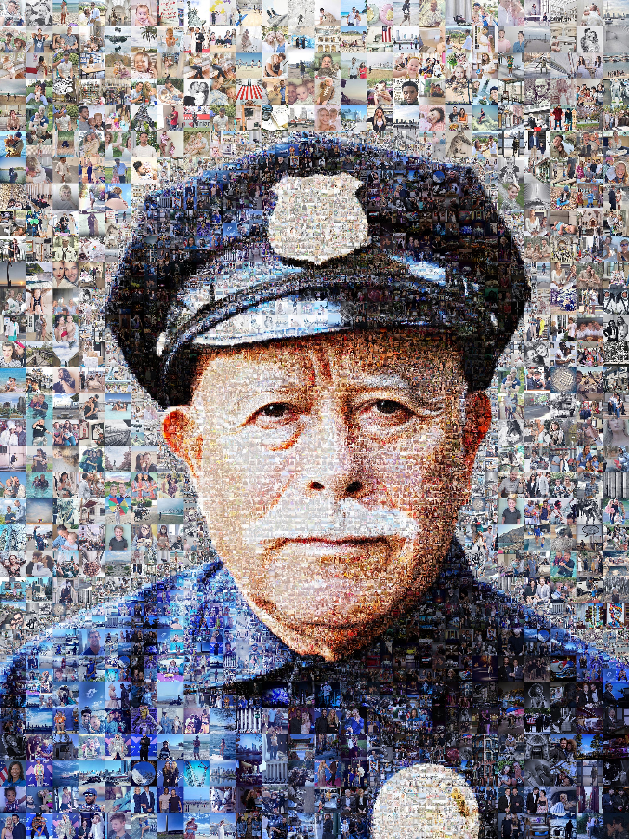 Custom retirement photo mosaic celebrating career milestones and colleagues