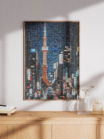 Tokyo Tower Street – Japanese Mosaic Wall Art - AtelierMosaics