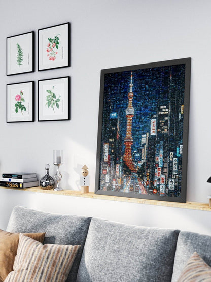 Tokyo Tower Street – Japanese Mosaic Wall Art - AtelierMosaics