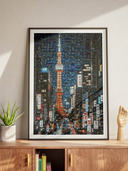 Tokyo Tower Street – Japanese Mosaic Wall Art - AtelierMosaics