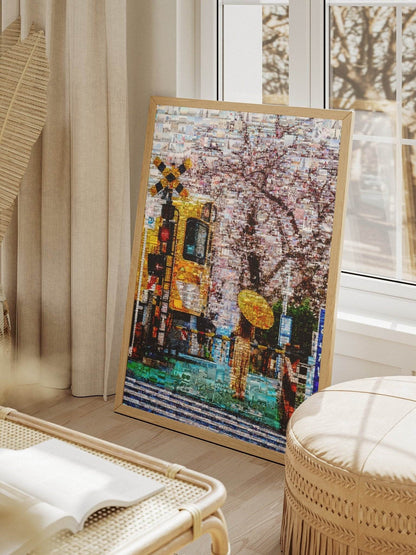 Tokyo Spring Train – Japanese Mosaic Wall Art - AtelierMosaics
