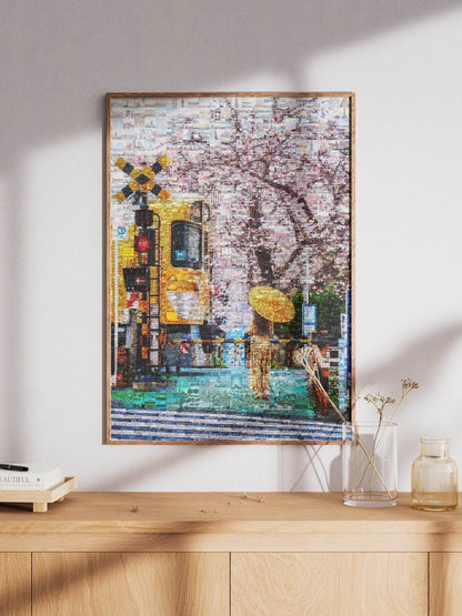 Tokyo Spring Train – Japanese Mosaic Wall Art - AtelierMosaics