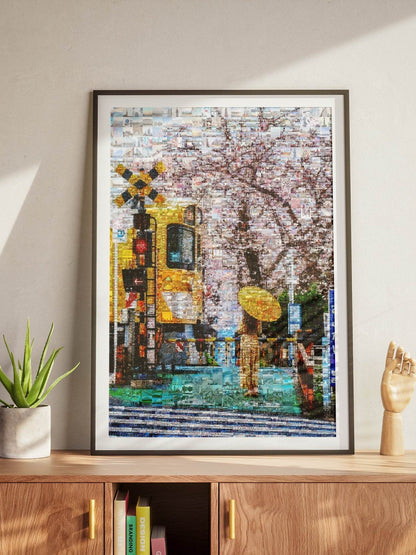 Tokyo Spring Train – Japanese Mosaic Wall Art - AtelierMosaics