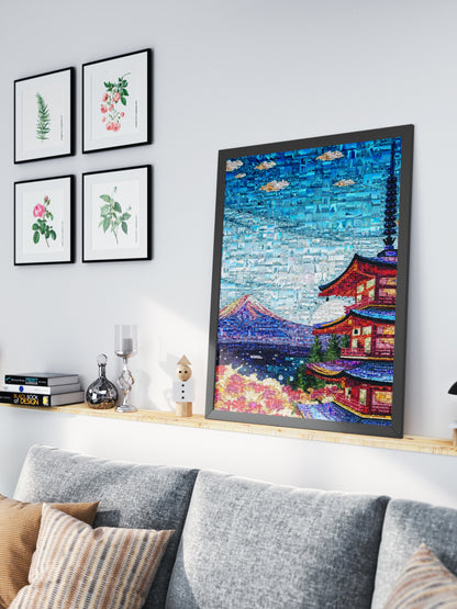Mount Fuji & Pagoda – Japanese Spring Mosaic Wall Art AtelierMosaics