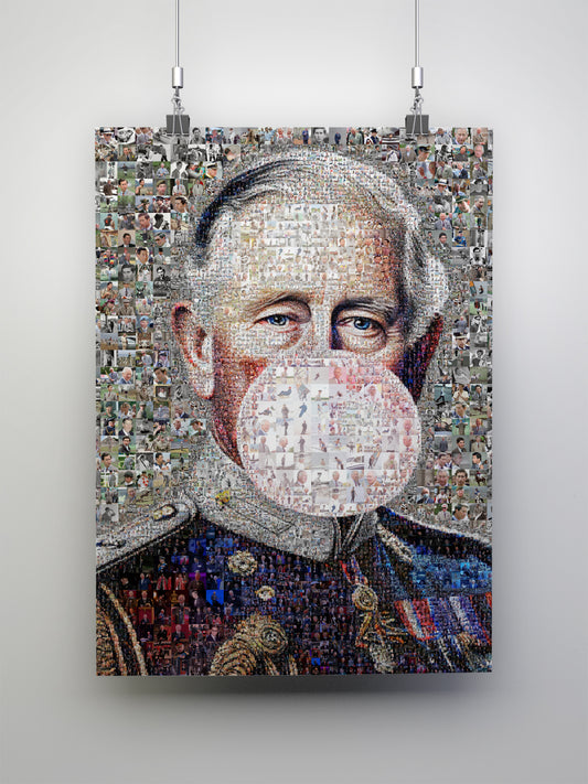 Vibrant Mosaic Artwork of King Charles III - Modern British Art for Home Decor