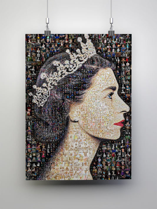 Elegant Mosaic Artwork of Queen Elizabeth II - Timeless Tribute to a Royal Icon