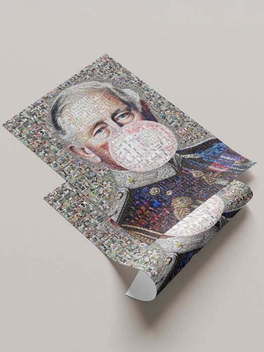 Vibrant Mosaic Artwork of King Charles III - Modern British Art for Home Decor