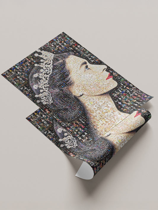 Elegant Mosaic Artwork of Queen Elizabeth II - Timeless Tribute to a Royal Icon