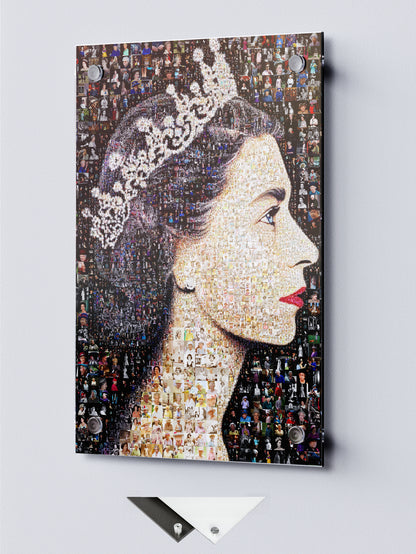 Elegant Mosaic Artwork of Queen Elizabeth II - Timeless Tribute to a Royal Icon