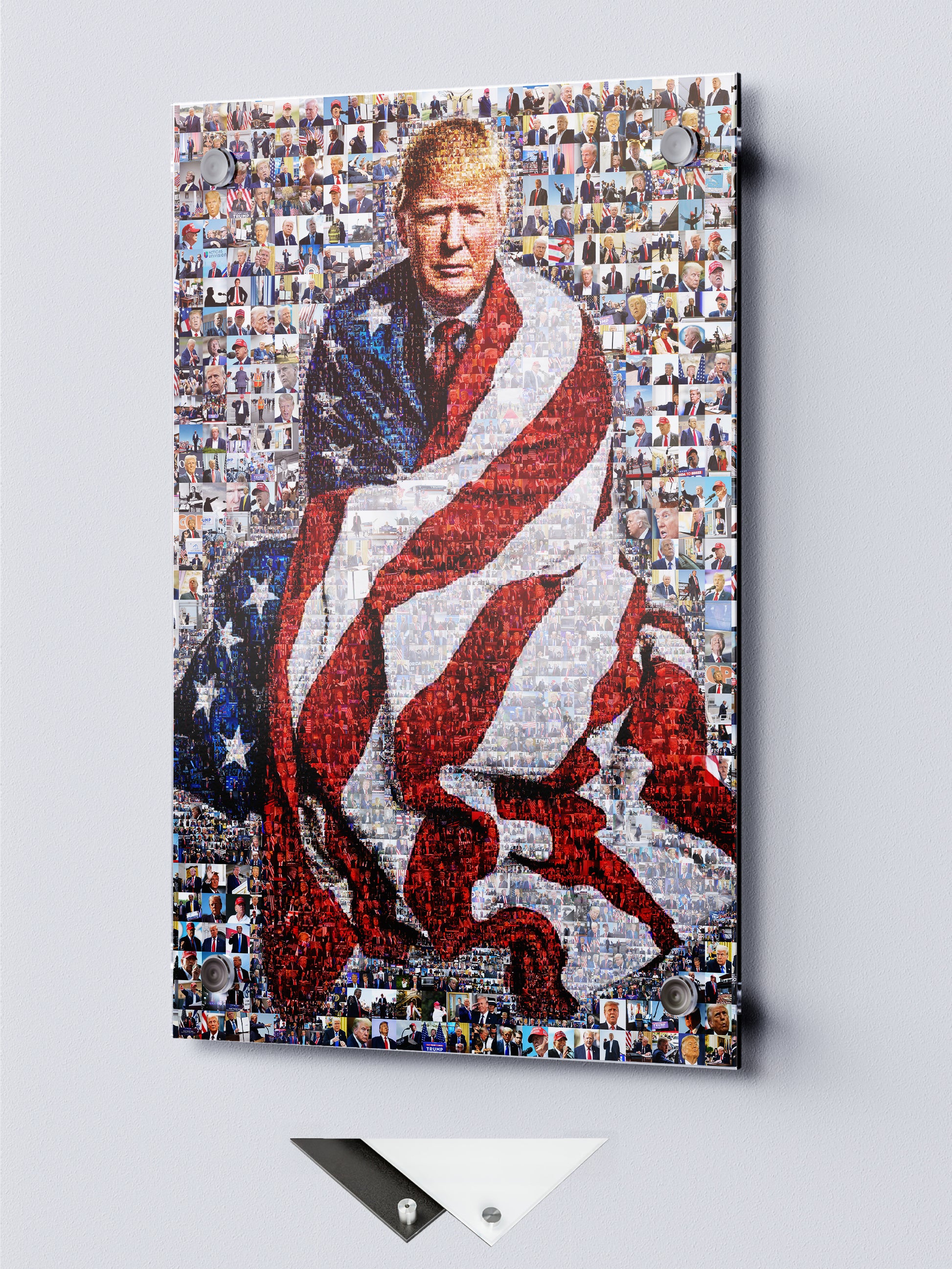 Stunning Mosaic Portrait of Donald Trump Wrapped in American Flag - Unique Wall Art for Patriotic Decor AtelierMosaics