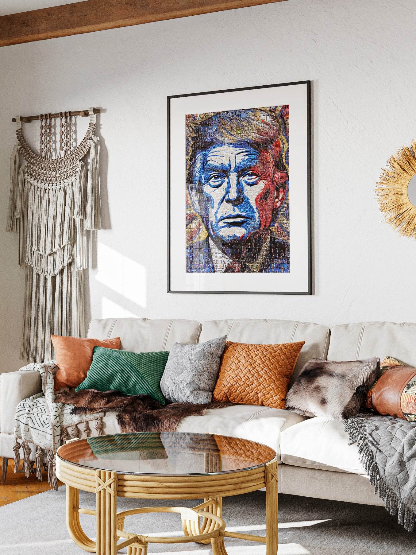 Donald Trump Pop Art Portrait – Red, White & Blue Mosaic Edition AtelierMosaics