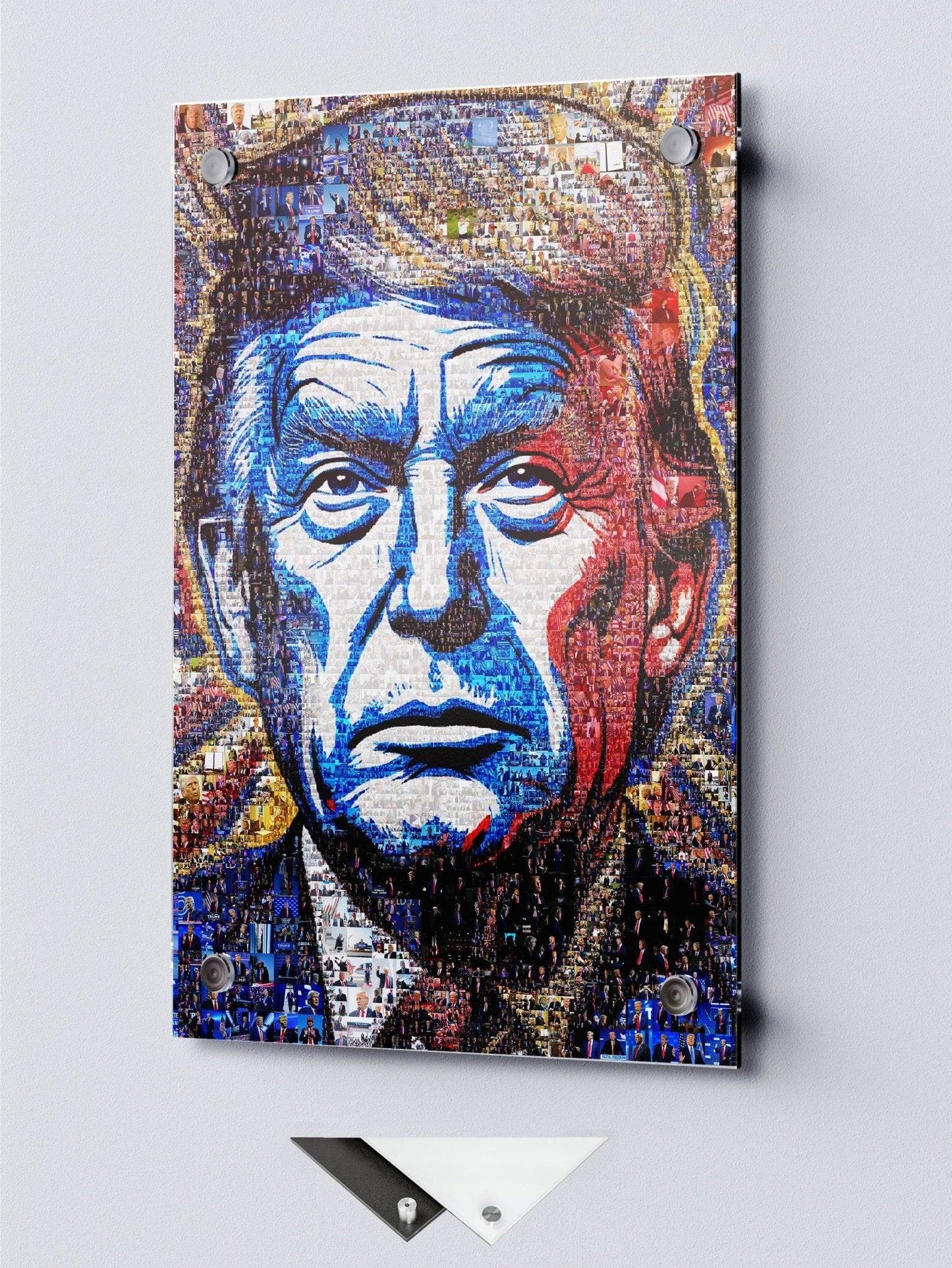 Donald Trump Pop Art Portrait – Red, White & Blue Mosaic Edition - AtelierMosaics