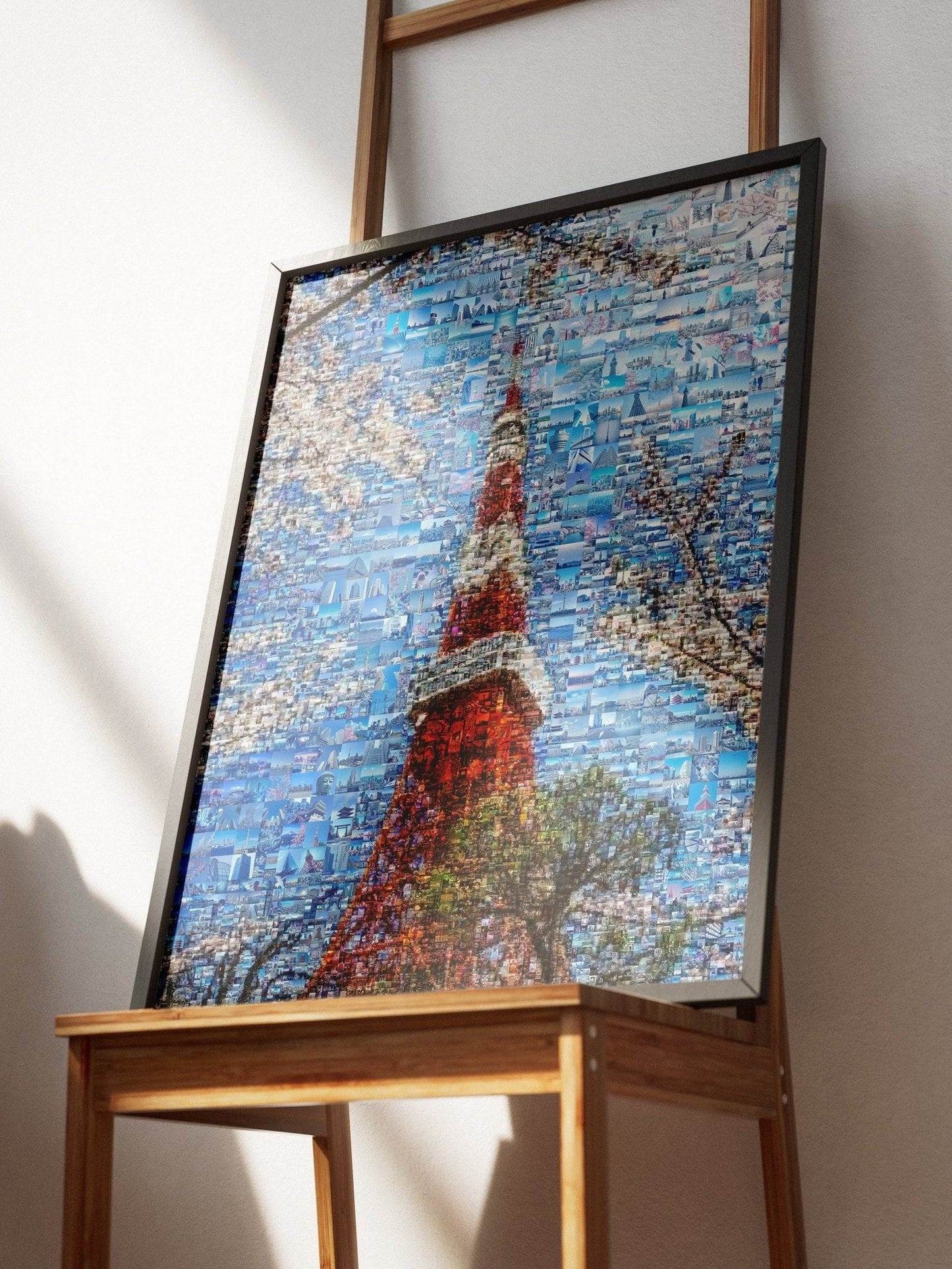 Tokyo Tower & Sakura – Japanese Spring Mosaic Wall Art - AtelierMosaics