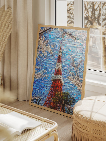 Tokyo Tower & Sakura – Japanese Spring Mosaic Wall Art AtelierMosaics