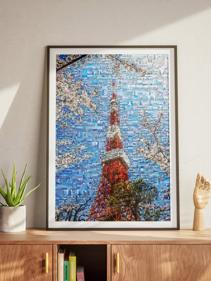 Tokyo Tower & Sakura – Japanese Spring Mosaic Wall Art AtelierMosaics