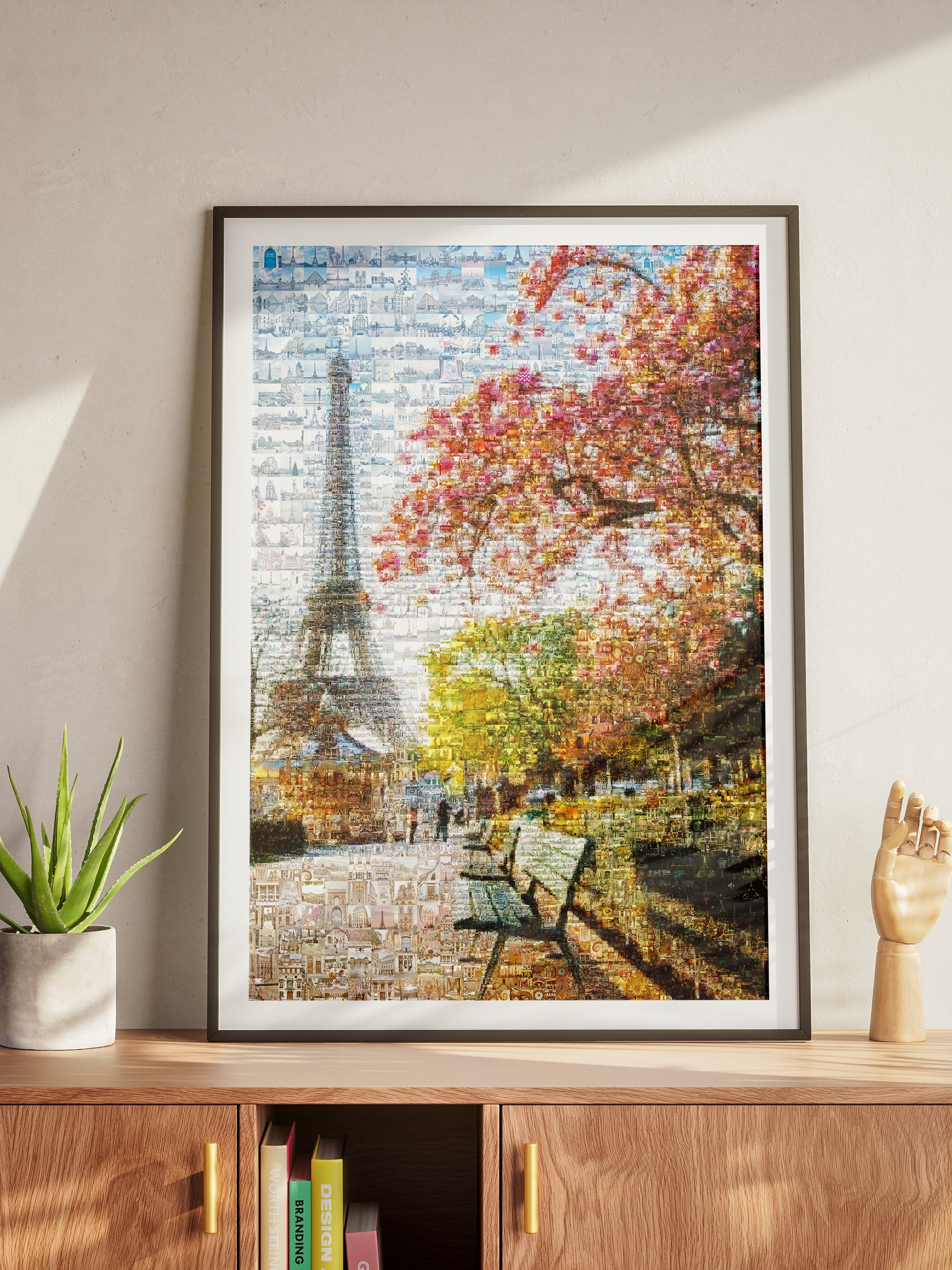 Stunning Paris Mosaic Artwork - Captivating View of the Eiffel Tower & Cherry Blossoms AtelierMosaics