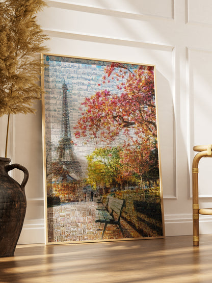 Stunning Paris Mosaic Artwork - Captivating View of the Eiffel Tower & Cherry Blossoms AtelierMosaics