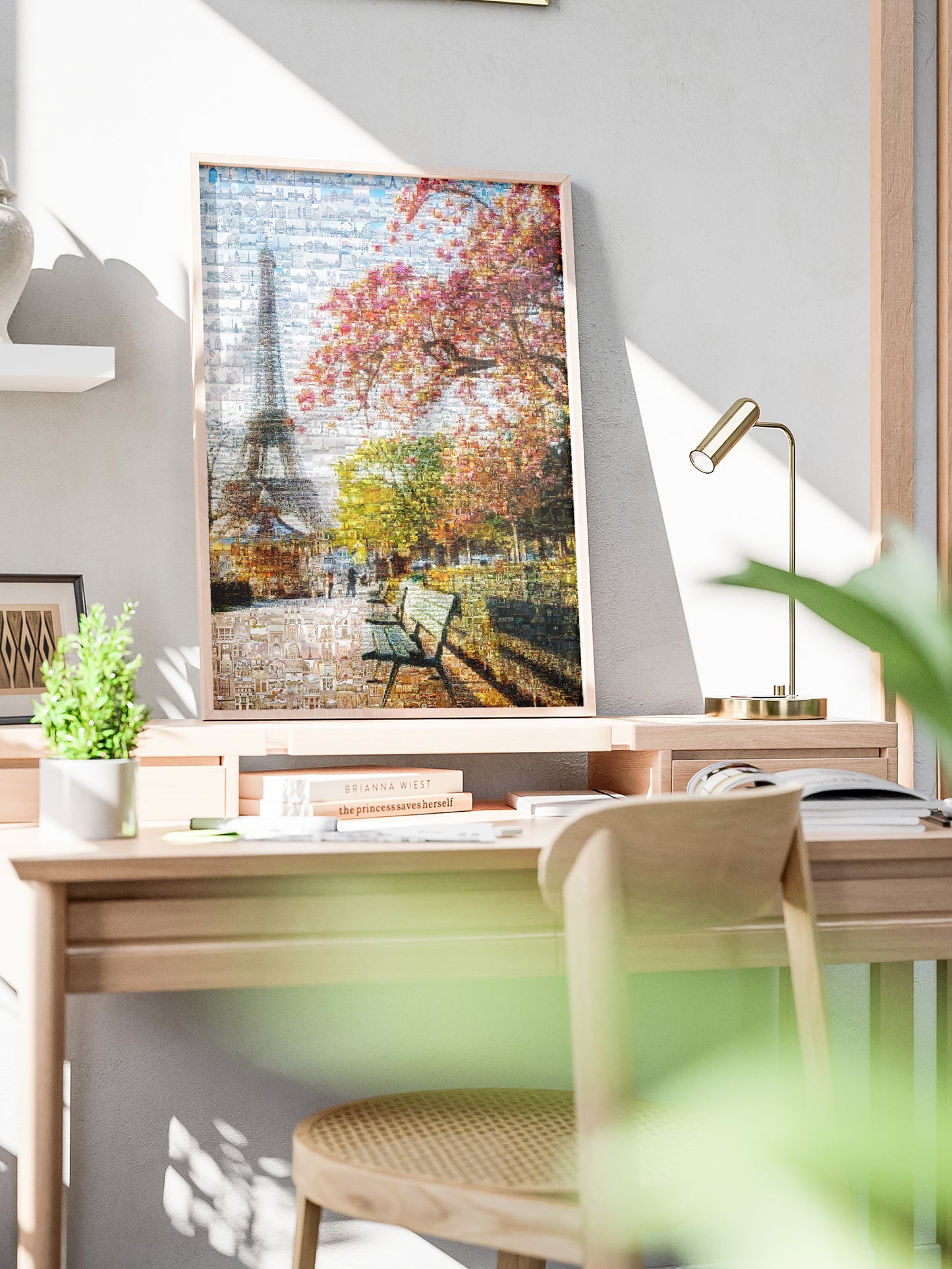 Stunning Paris Mosaic Artwork - Captivating View of the Eiffel Tower & Cherry Blossoms AtelierMosaics