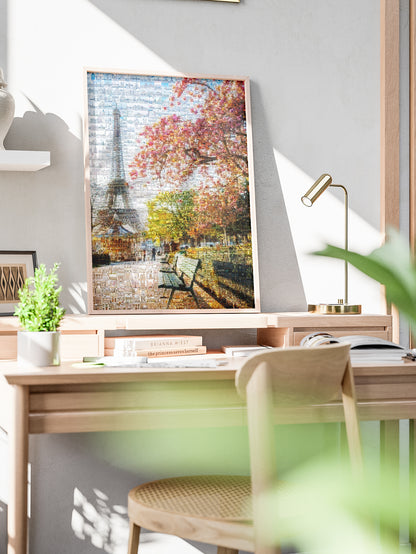 Stunning Paris Mosaic Artwork - Captivating View of the Eiffel Tower & Cherry Blossoms AtelierMosaics