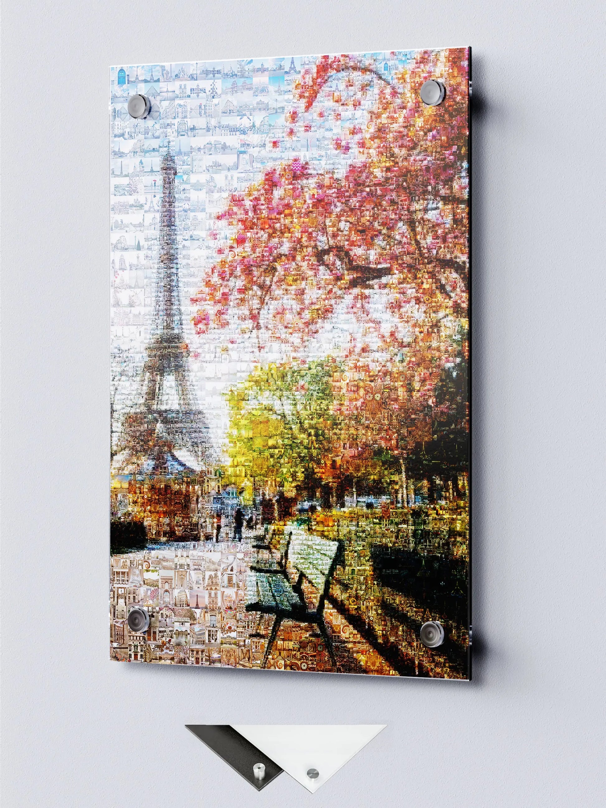 Stunning Paris Mosaic Artwork - Captivating View of the Eiffel Tower & Cherry Blossoms AtelierMosaics