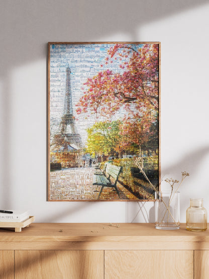 Stunning Paris Mosaic Artwork - Captivating View of the Eiffel Tower & Cherry Blossoms AtelierMosaics