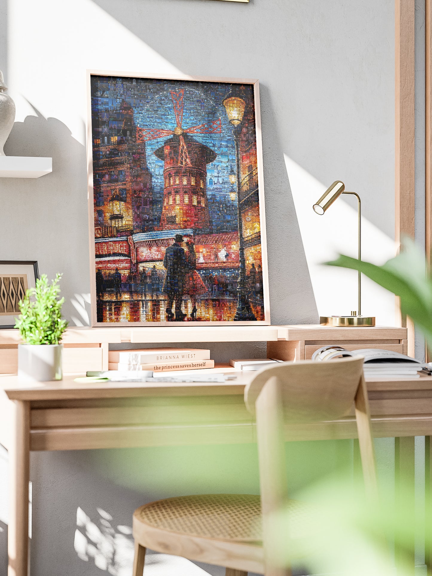 Stunning Paris Mosaic Artwork: Captivating Nighttime Scene of the Moulin Rouge AtelierMosaics