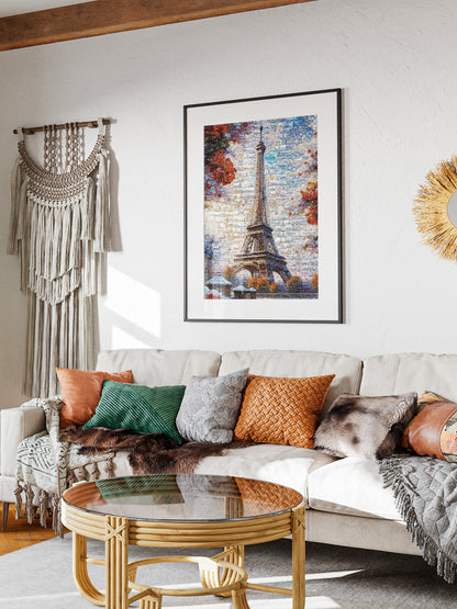 Stunning Paris Mosaic Artwork Featuring the Eiffel Tower – Perfect Wall Decor for Lovers of France AtelierMosaics