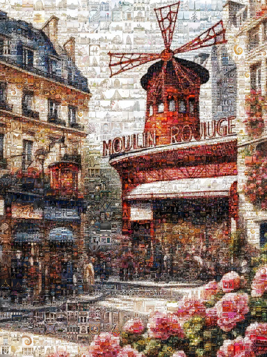 Stunning Paris Mosaic Artwork Featuring Moulin Rouge - Captivating Home Decor AtelierMosaics