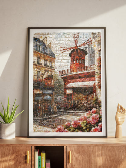Stunning Paris Mosaic Artwork Featuring Moulin Rouge - Captivating Home Decor AtelierMosaics