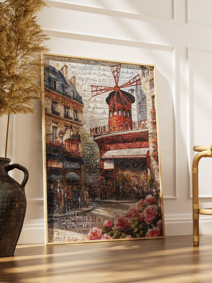 Stunning Paris Mosaic Artwork Featuring Moulin Rouge - Captivating Home Decor AtelierMosaics