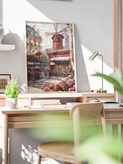 Stunning Paris Mosaic Artwork Featuring Moulin Rouge - Captivating Home Decor AtelierMosaics