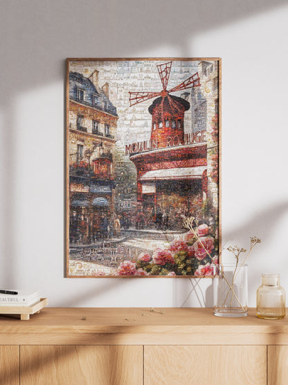 Stunning Paris Mosaic Artwork Featuring Moulin Rouge - Captivating Home Decor AtelierMosaics