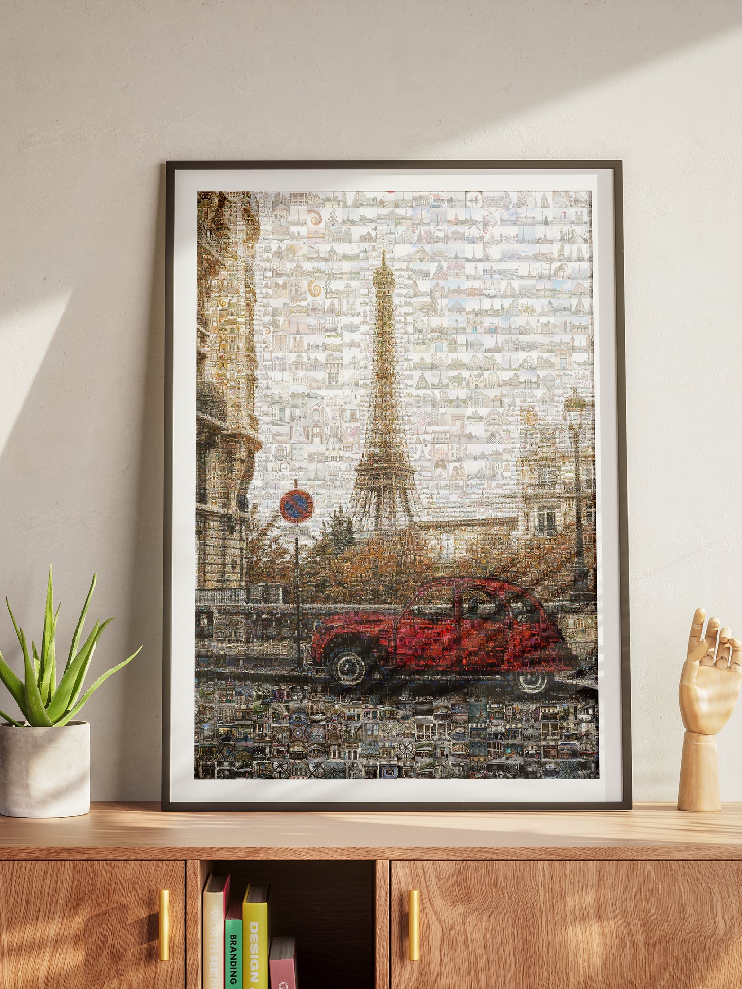 Stunning Paris Mosaic Artwork Featuring the Eiffel Tower and Classic French Car AtelierMosaics
