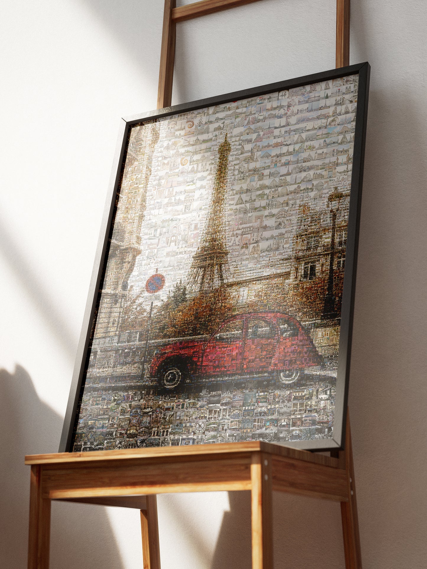 Stunning Paris Mosaic Artwork Featuring the Eiffel Tower and Classic French Car AtelierMosaics