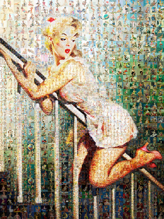 Vintage Glamour Mosaic Art - Stunning Retro Pin-Up Inspired Artwork for Home Decor