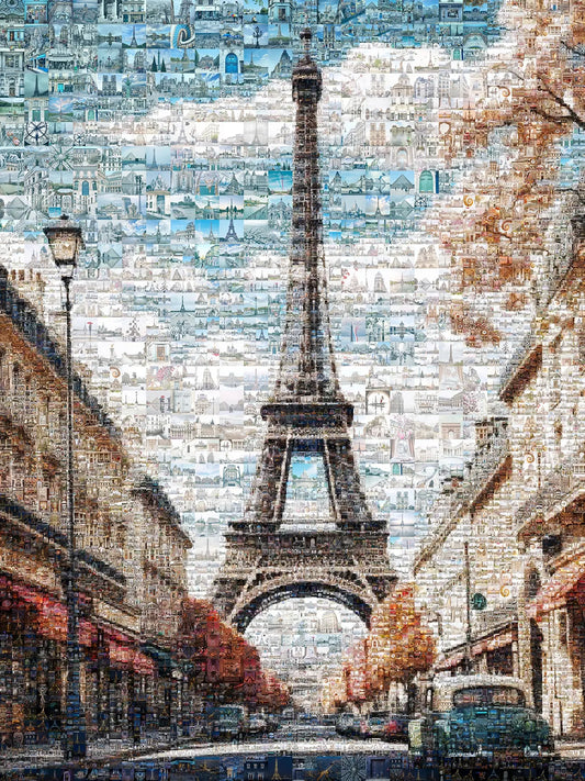 Stunning Paris Mosaic Art Print Featuring the Eiffel Tower - Perfect for Home Decor AtelierMosaics