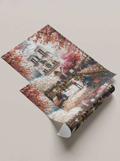 Stunning Mosaic Art of Paris: Captivating Notre Dame & Spring Blooms - Perfect Wall Décor AtelierMosaics
