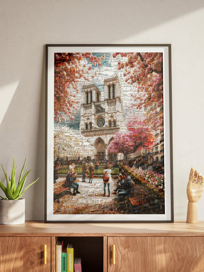 Stunning Mosaic Art of Paris: Captivating Notre Dame & Spring Blooms - Perfect Wall Décor AtelierMosaics
