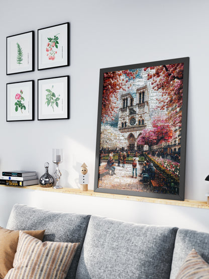 Stunning Mosaic Art of Paris: Captivating Notre Dame & Spring Blooms - Perfect Wall Décor AtelierMosaics