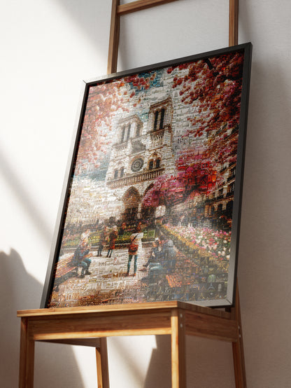 Stunning Mosaic Art of Paris: Captivating Notre Dame & Spring Blooms - Perfect Wall Décor AtelierMosaics