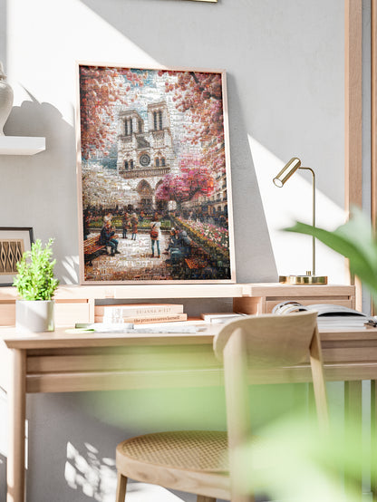 Stunning Mosaic Art of Paris: Captivating Notre Dame & Spring Blooms - Perfect Wall Décor AtelierMosaics