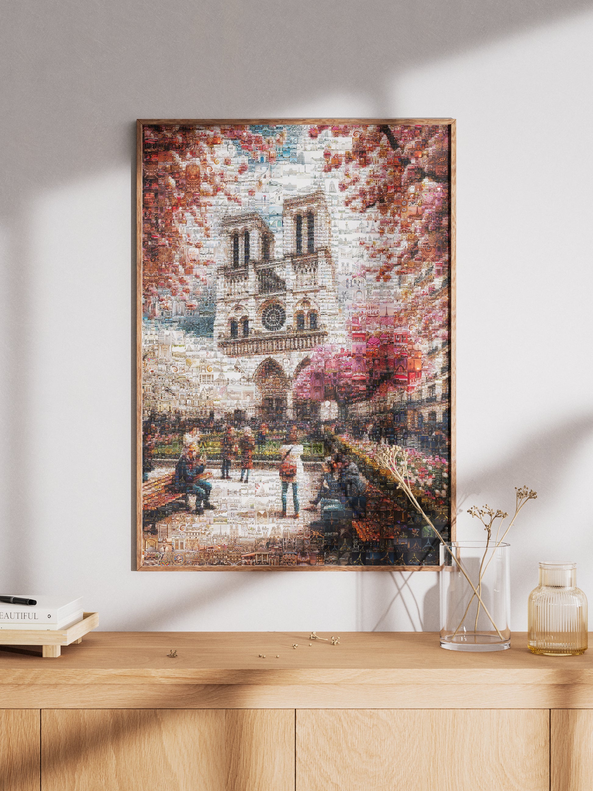 Stunning Mosaic Art of Paris: Captivating Notre Dame & Spring Blooms - Perfect Wall Décor AtelierMosaics