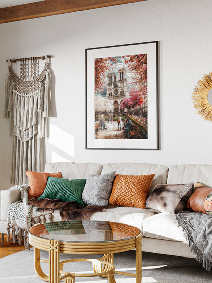 Stunning Mosaic Art of Paris: Captivating Notre Dame & Spring Blooms - Perfect Wall Décor AtelierMosaics
