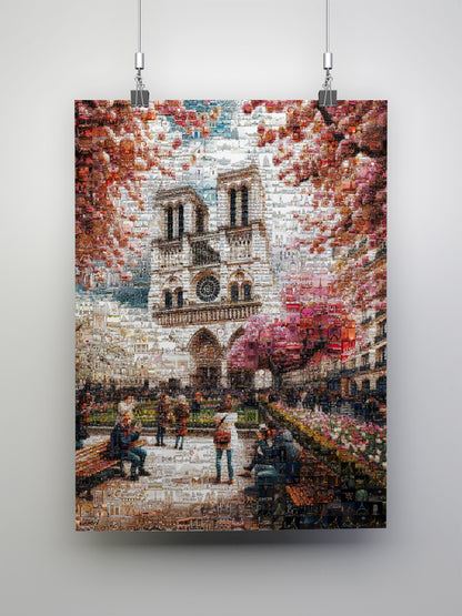 Stunning Mosaic Art of Paris: Captivating Notre Dame & Spring Blooms - Perfect Wall Décor AtelierMosaics
