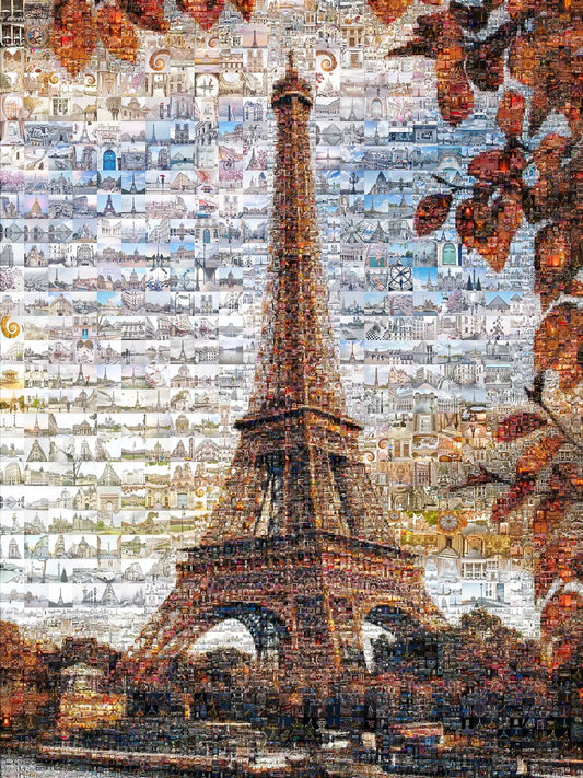 Stunning Paris Mosaic Artwork – Captivating View of the Eiffel Tower and Iconic Landmarks AtelierMosaics